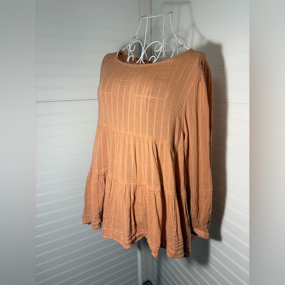 American Eagle Outfitters Rust Tiered Blouse - Picture 2 of 8